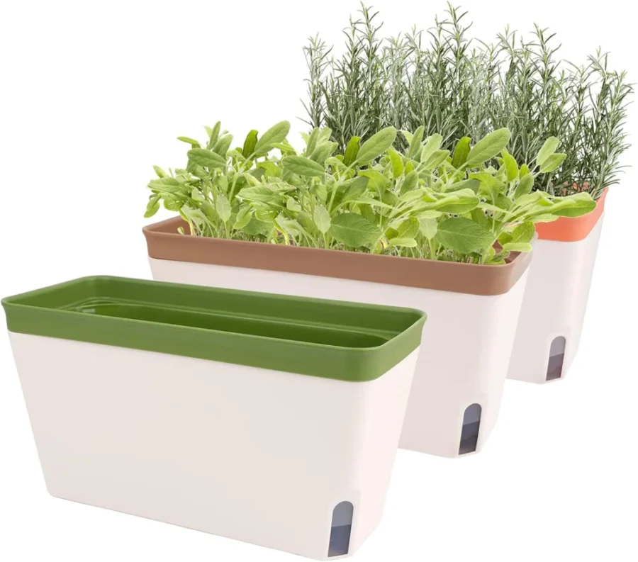 Lot de 3 jardinières auto-arrosantes colorées, 26,7 cm