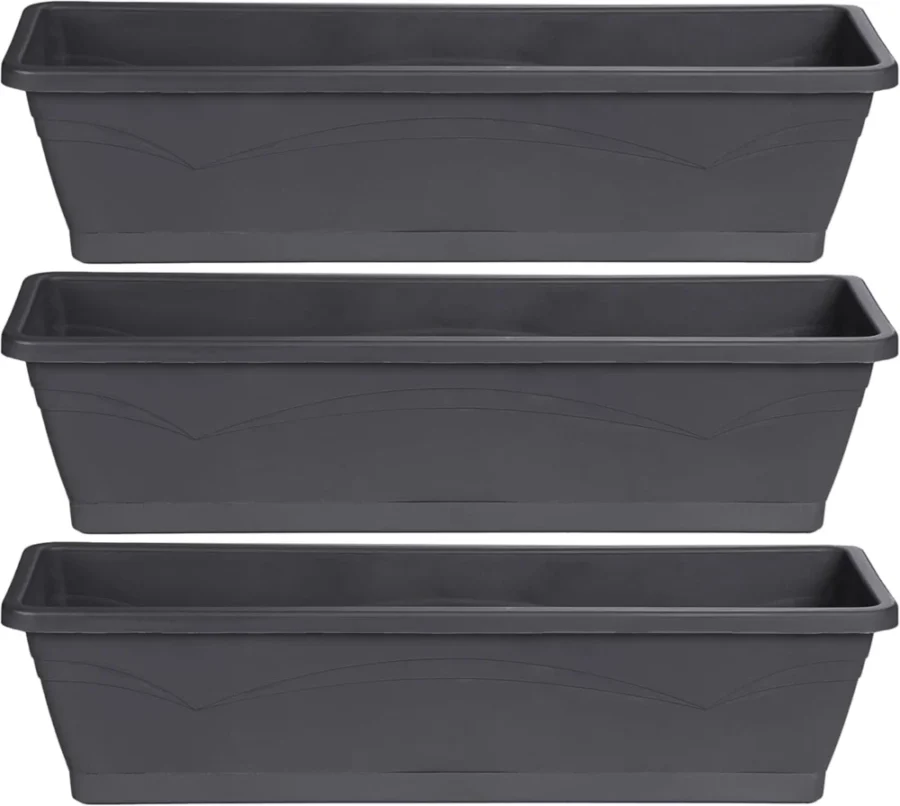 Lot de 3 jardinières de balcon anthracite, 6 litres