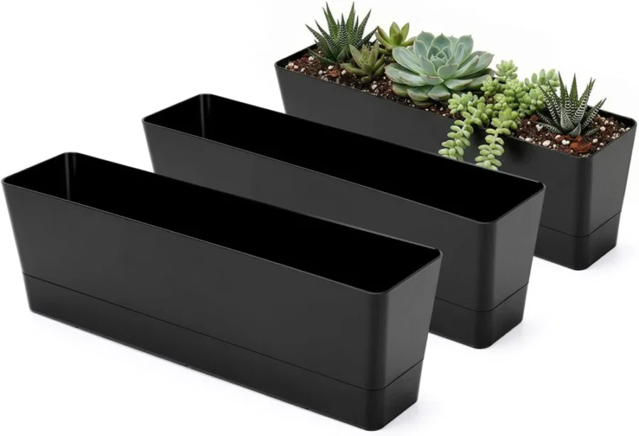 Lot de 3 jardinières de fenêtre en plastique 40,6 cm