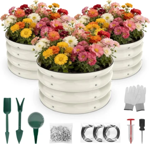 Lot de 3 jardinières surélevées rondes 60 x 30 cm
