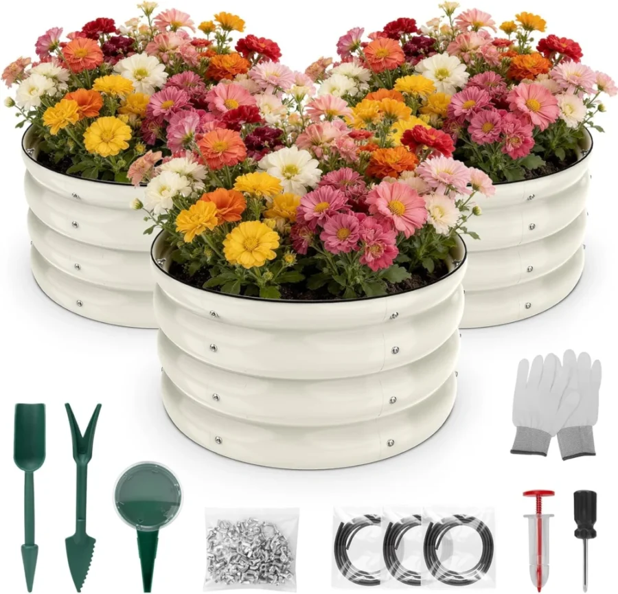 Lot de 3 jardinières surélevées rondes 60 x 30 cm
