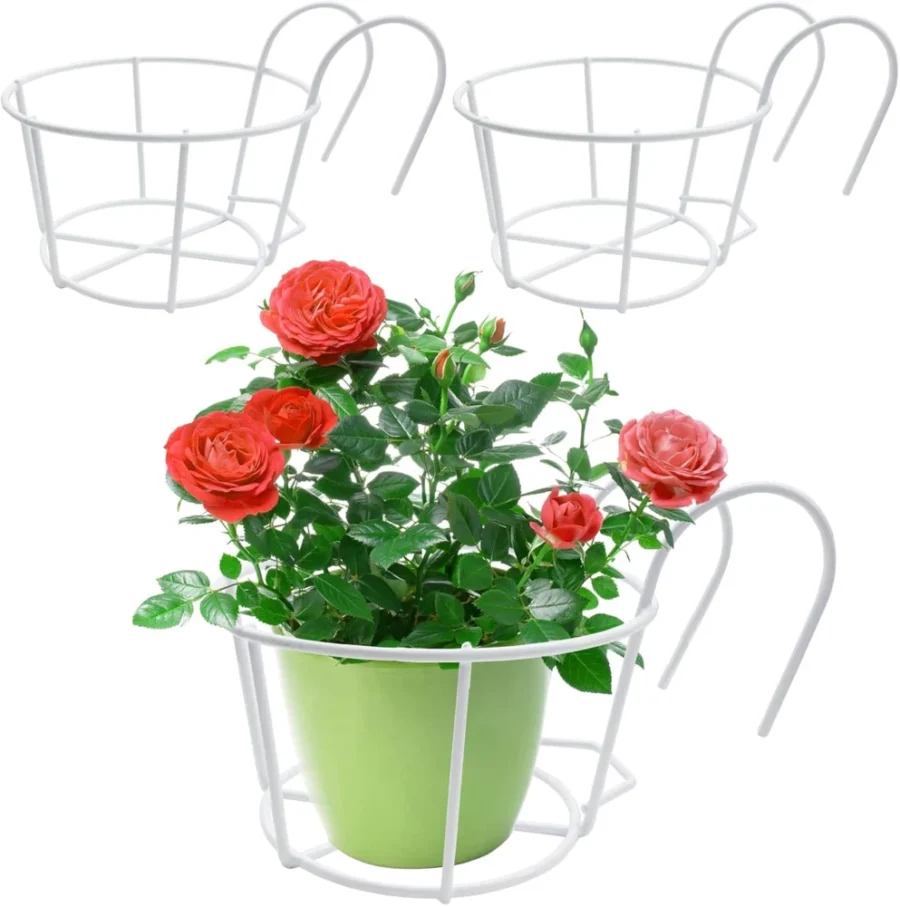 Lot de 3 pots suspendus ronds en fer blanc