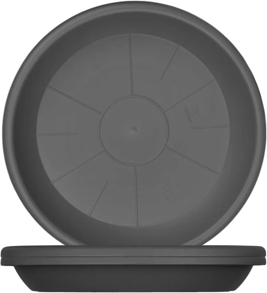 Lot de 3 soucoupes rondes anthracite 39 cm pour pots