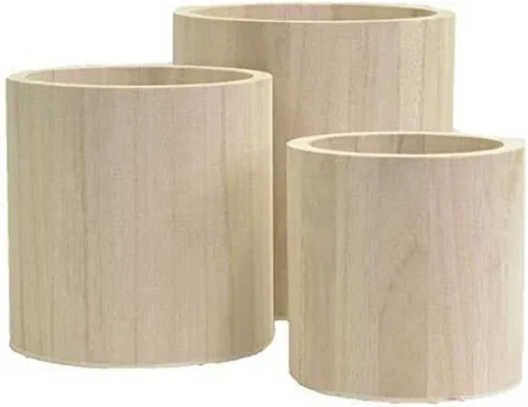 Lot de 3 vases en bois beige à décorer soi-même