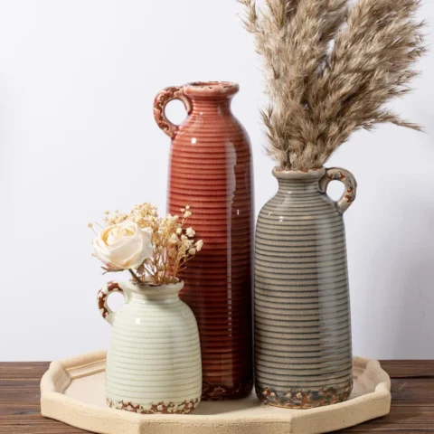 Lot de 3 vases en céramique avec poignées