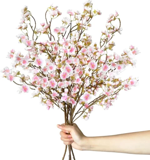 Lot de 4 branches de cerisier artificiel, 105 cm