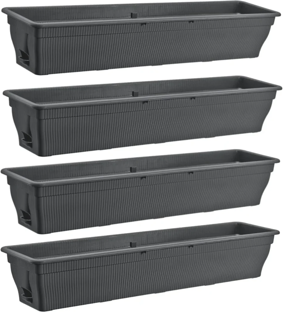 Lot de 4 jardinières de balcon à réservoir 100 cm