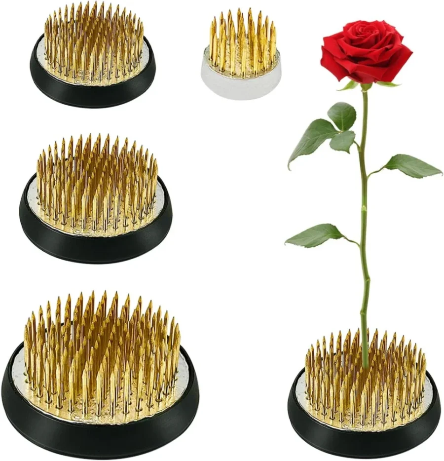 Lot de 4 kenzan ikebana avec brosse de nettoyage, 23-50 mm