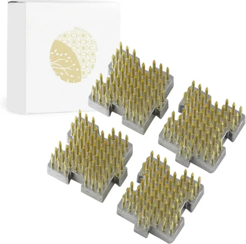 Lot de 4 mini pique-fleurs japonais en laiton, 32 mm