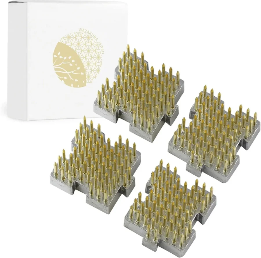 Lot de 4 mini pique-fleurs japonais en laiton, 32 mm