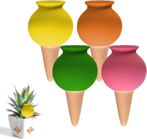Lot de 4 oyas en terre cuite, arrosage goutte à goutte