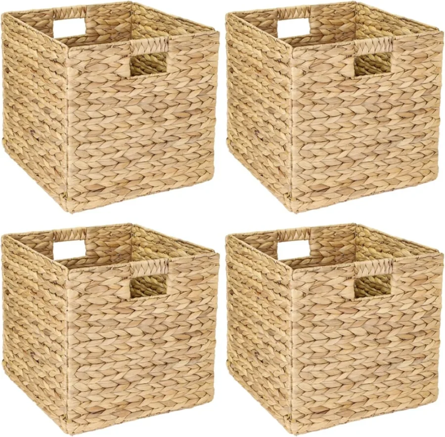 Lot de 4 paniers compatibles Kallax en jacinthe d’eau