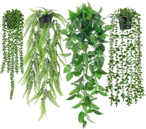 Lot de 4 plantes artificielles tombantes suspendues