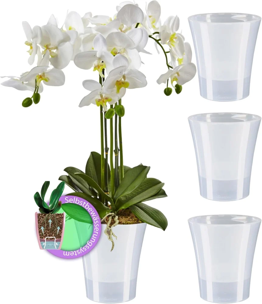 Lot de 4 pots à orchidées auto-arrosants, 2 L