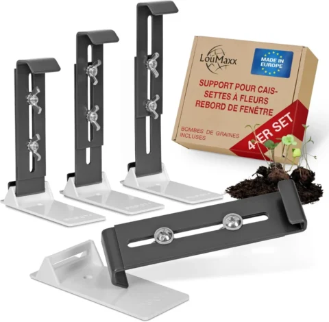 Lot de 4 supports de jardinière fenêtre, anthracite