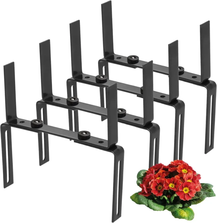 Lot de 4 supports de jardinière gris, sans perçage