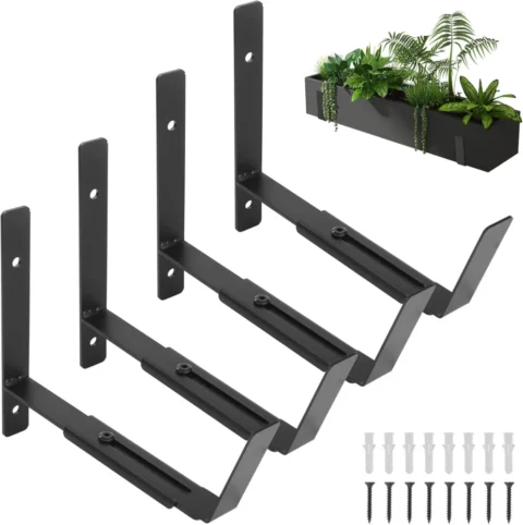 Lot de 4 supports muraux de jardinière noirs