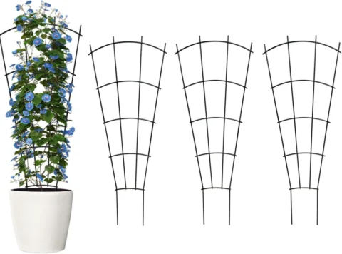 Lot de 4 treillis de jardin en métal noir, 109 cm