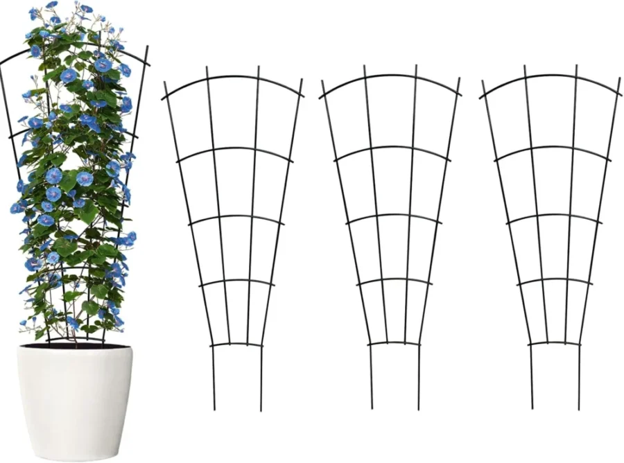Lot de 4 treillis de jardin en métal noir, 109 cm