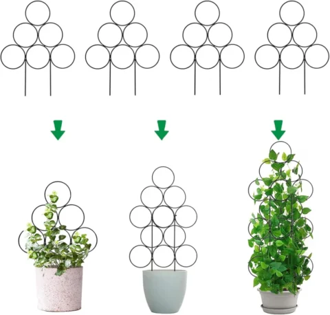 Lot de 4 treillis empilables en fer noir, 40 cm