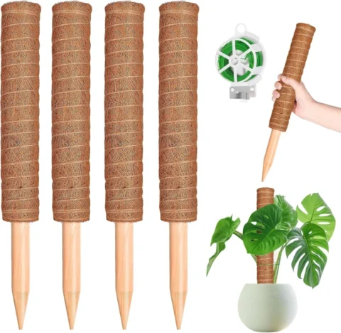 Lot de 4 tuteurs en fibre de coco 41 cm, plantes grimpantes