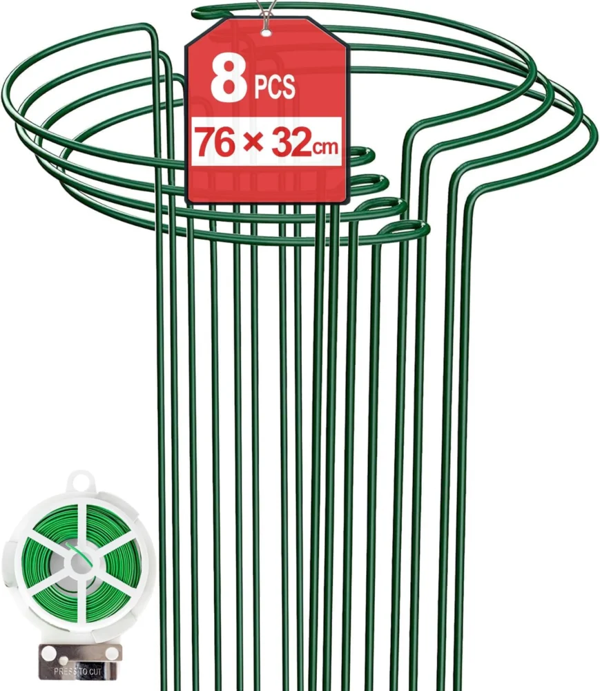 Lot de 4 tuteurs métalliques verts 25 x 40 cm