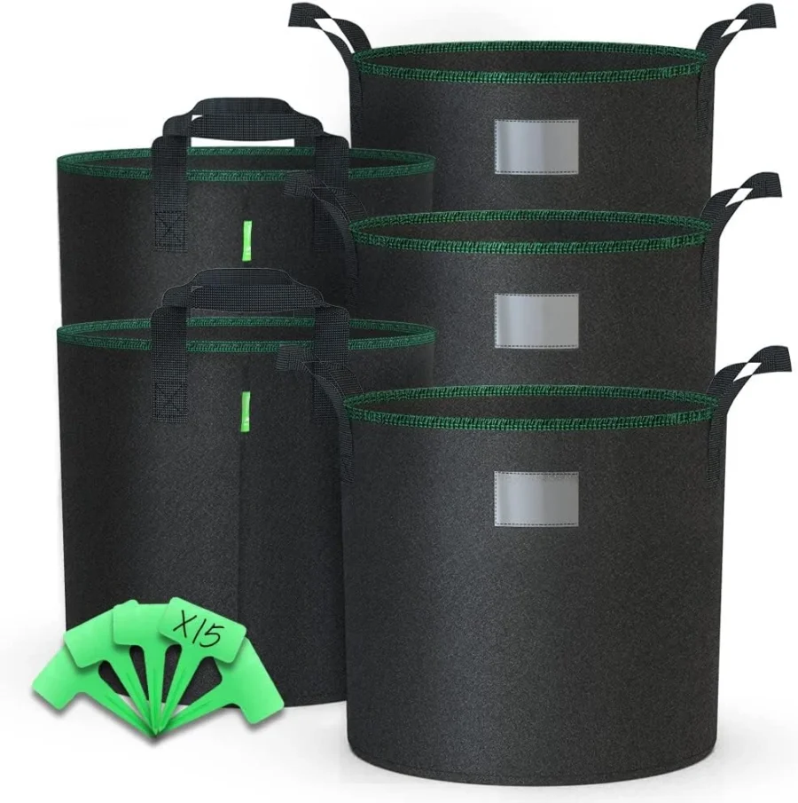 Lot de 5 sacs de plantation en tissu non tissé, 65 L