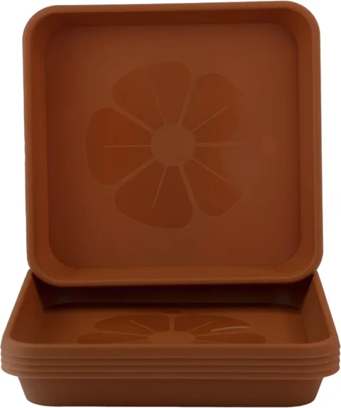 Lot de 5 soucoupes carrées marron clair, 29 x 29 cm