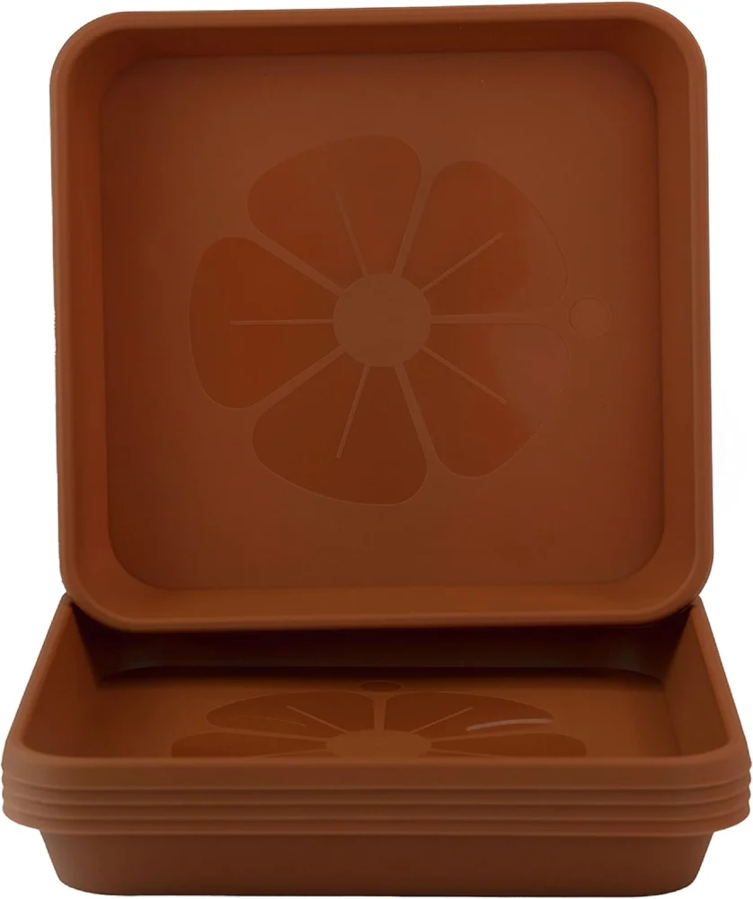 Lot de 5 soucoupes carrées marron clair, 29 x 29 cm