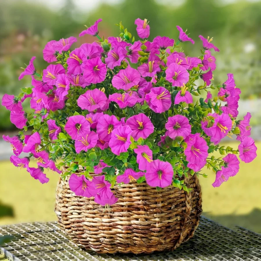 Lot de 6 bouquets de fleurs artificielles fuchsia