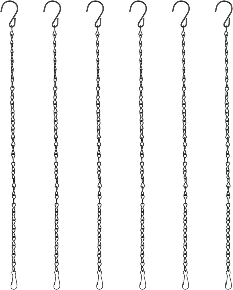 Lot de 6 chaînes de suspension en métal noir, 50 cm
