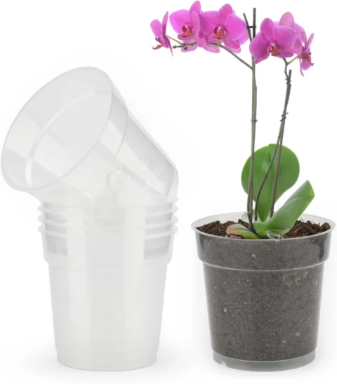 Lot de 6 pots à orchidées transparents, 11,5 cm