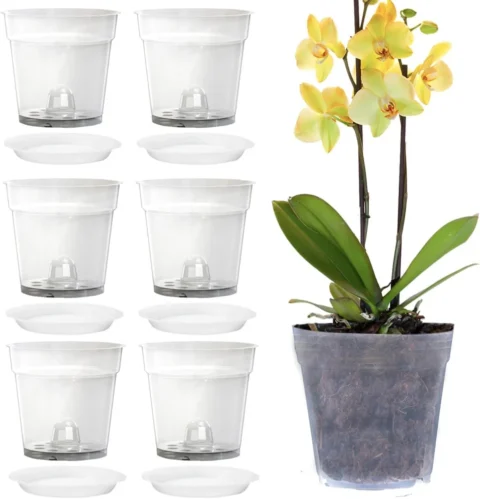 Lot de 6 pots à orchidées transparents, 11,5 cm (Voarge)