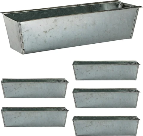 Lot de 6 pots en zinc pour palette européenne 38 cm