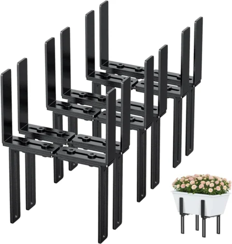 Lot de 6 supports fleurs en H, noir, sans perçage