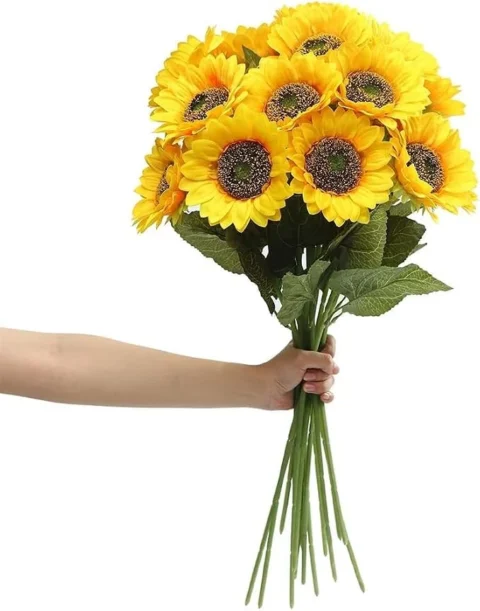 Lot de 6 tournesols artificiels grand format, 60 cm