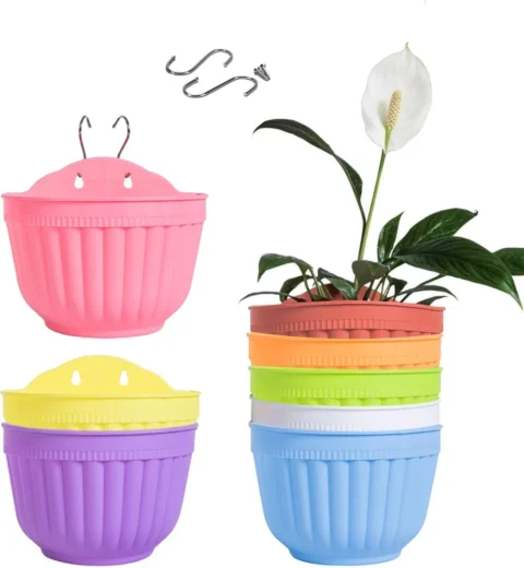 Lot de 8 pots muraux verticaux multicolores