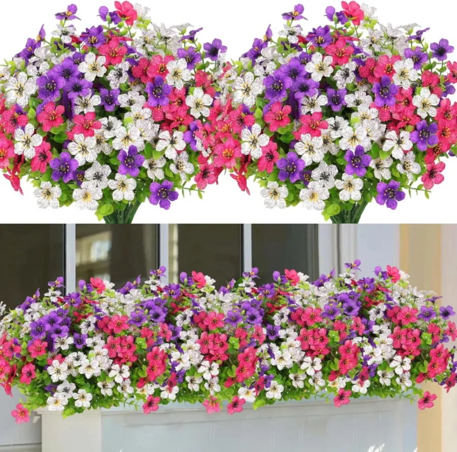 Lot de 9 bouquets de fleurs artificielles pour extérieur