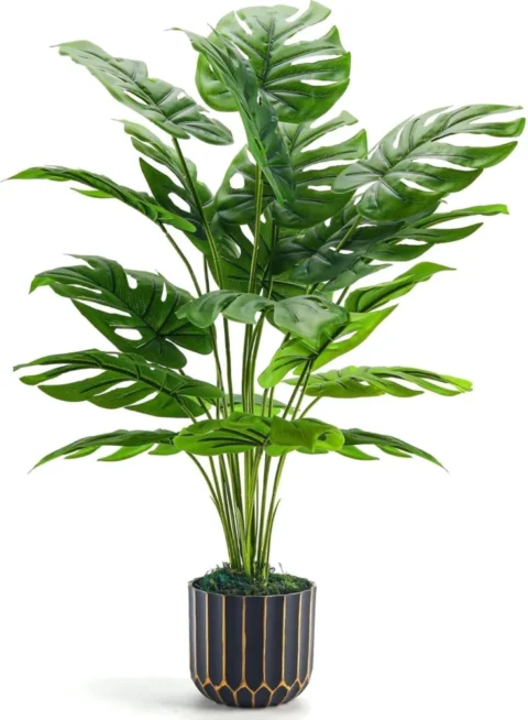 Monstera artificiel en pot noir et doré, 71 cm, DIY