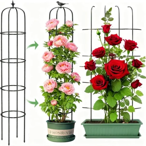 Obélisque de jardin en métal noir, 180 cm, réglable