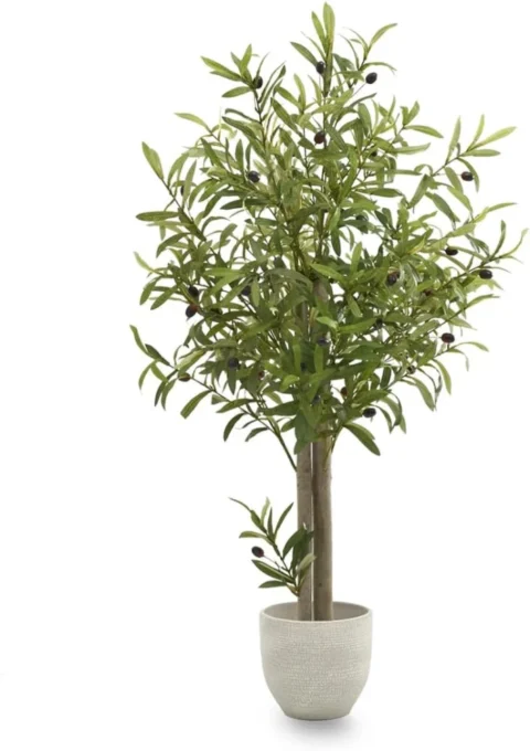 Olivier artificiel 105 cm, tronc en bois naturel