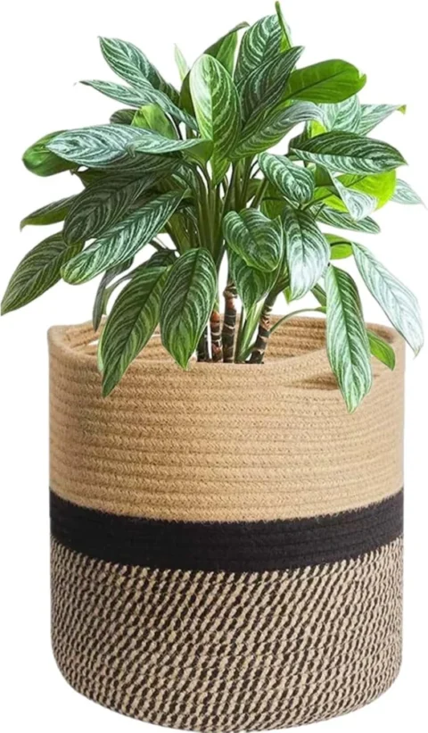 Panier cache-pot en corde de coton, 20 cm