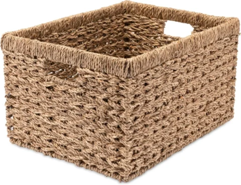 Panier d’étagère en jonc de mer, très stable