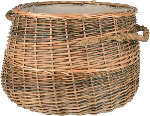 Panier en osier avec revêtement jute, diamètre 50 cm