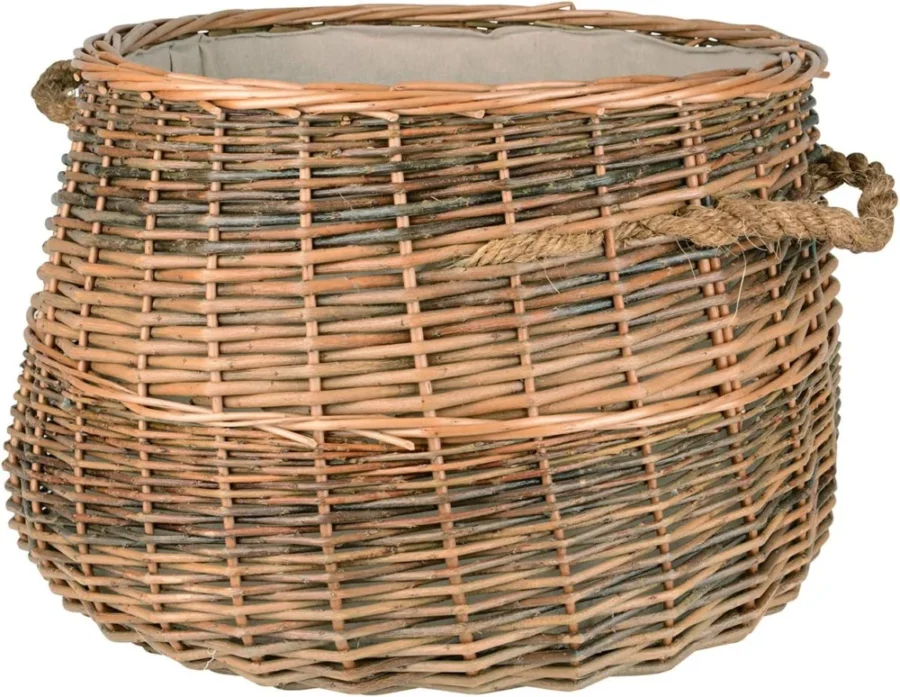 Panier en osier avec revêtement jute, diamètre 50 cm
