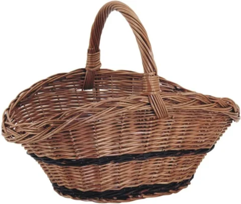 Panier en osier buff avec liserets noirs, 48 cm