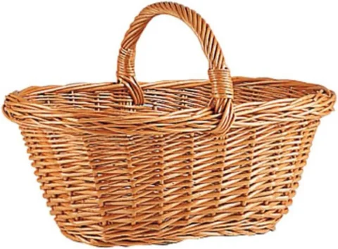 Panier ovale en osier buff caramel, anse renforcée
