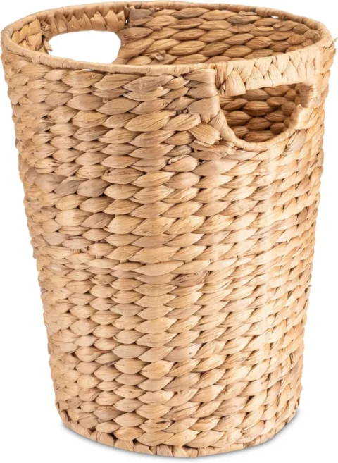 Panier rond en jacinthe d’eau, poubelle ou cache-pot