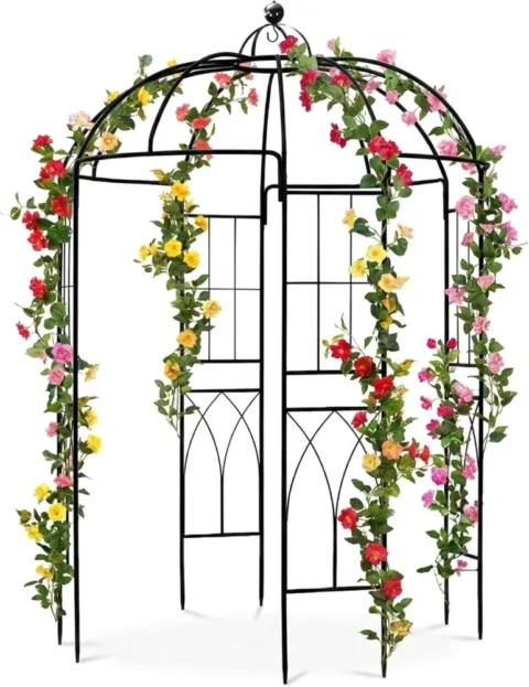 Pergola de jardin en métal noir, style français