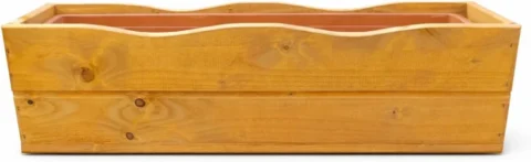 Petit bac à plantes en bois teinte chêne, monté, 64 cm